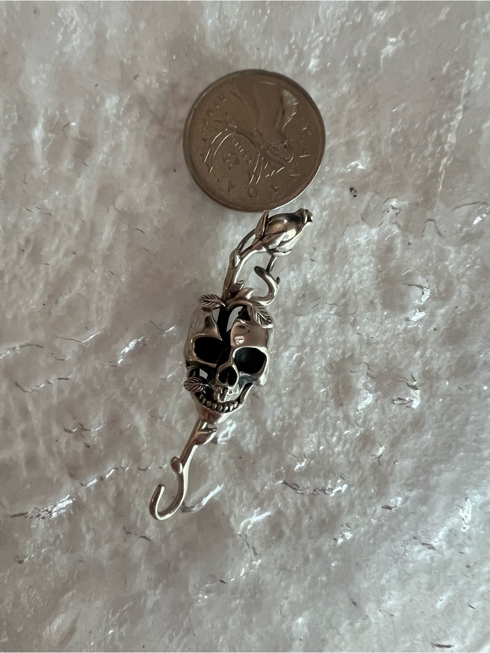 925 Sterling Silver Skull & Rose Pendant | Gothic Vintage Style